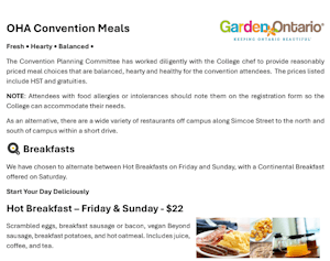 2026 conventions meals