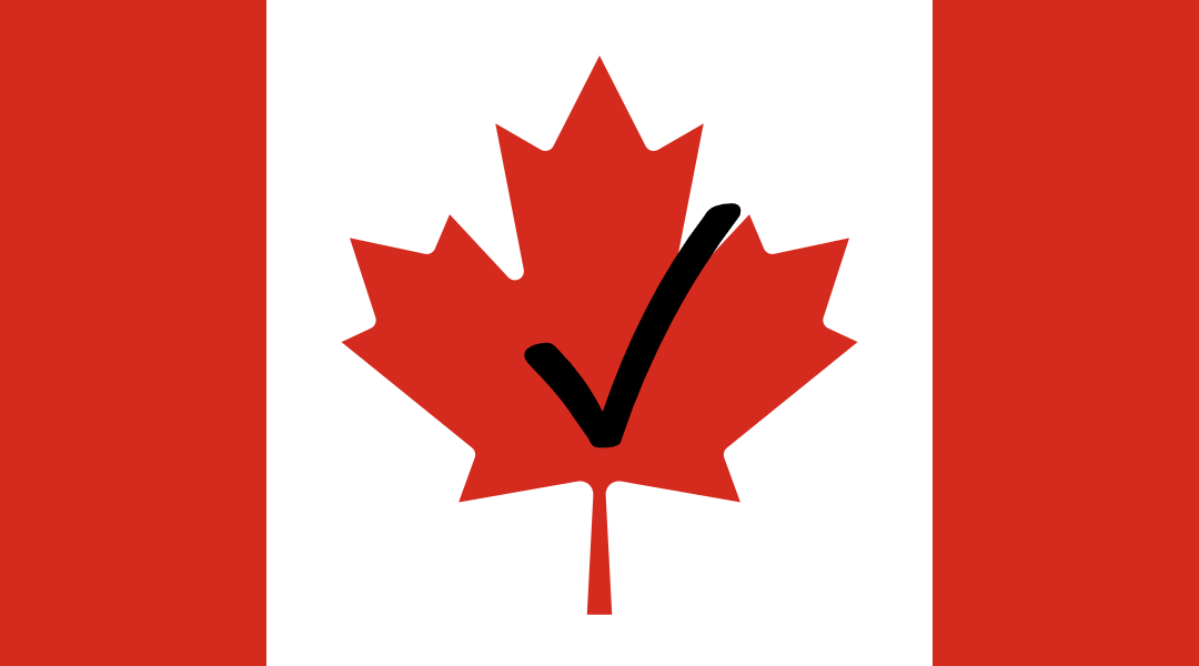 Flag of Canada with checkmark
