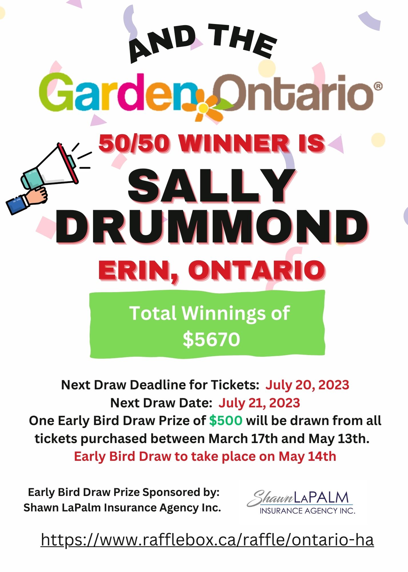 OHA Garden Ontario Spring 50/50 Fundraiser