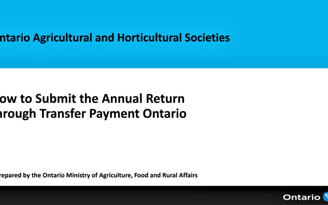 OMAFRA How to submit the Annual Return through Transfer Payment Ontario
